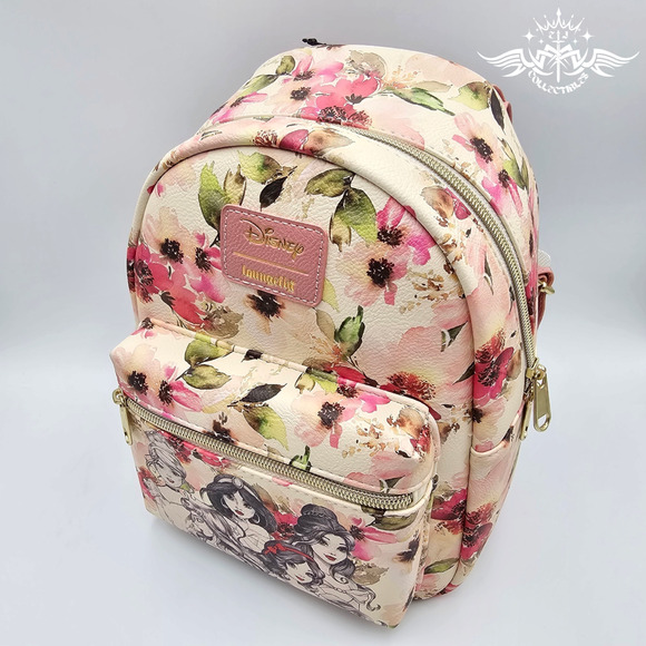 Loungefly Disney Princess Floral Sketch Pink Mini Backpack Bag New main image 10